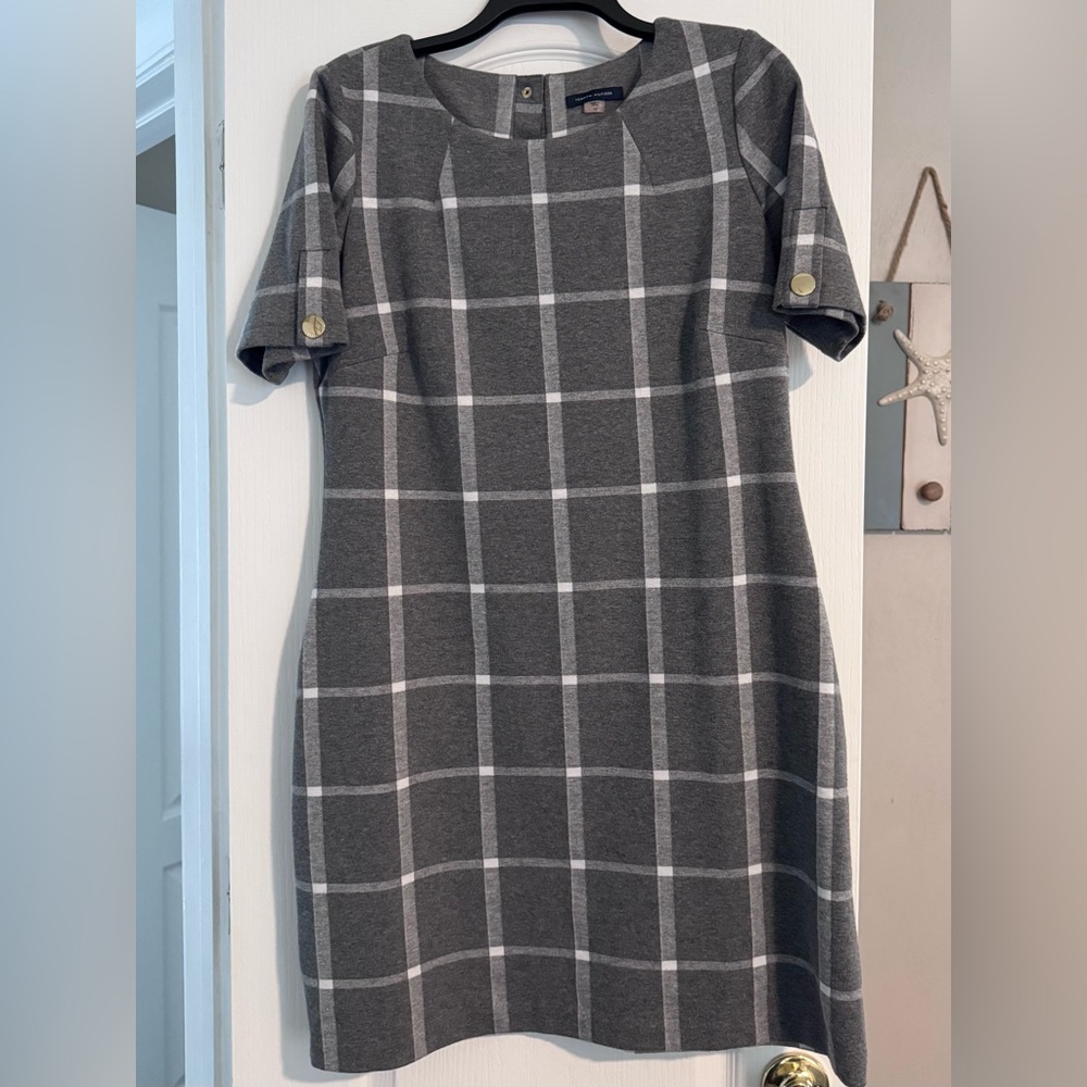 Tommy Hilfiger Gray Checkered Mini Dress